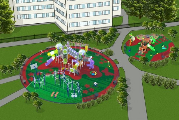 Покрытие детских площадок в 8-м микрорайоне сделают разноцветным